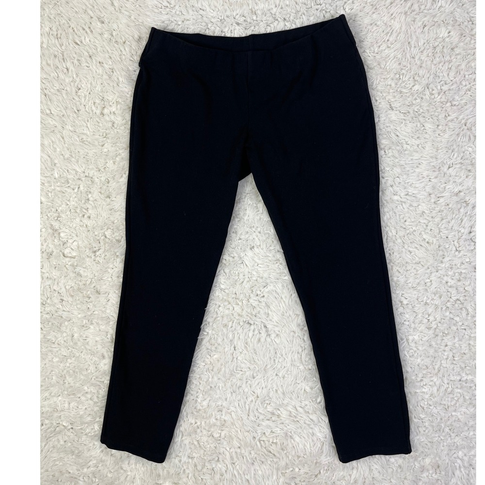 Lauren Ralph Lauren Minimalist Petite Black Pull On Knit Pants Stretch Casual PM